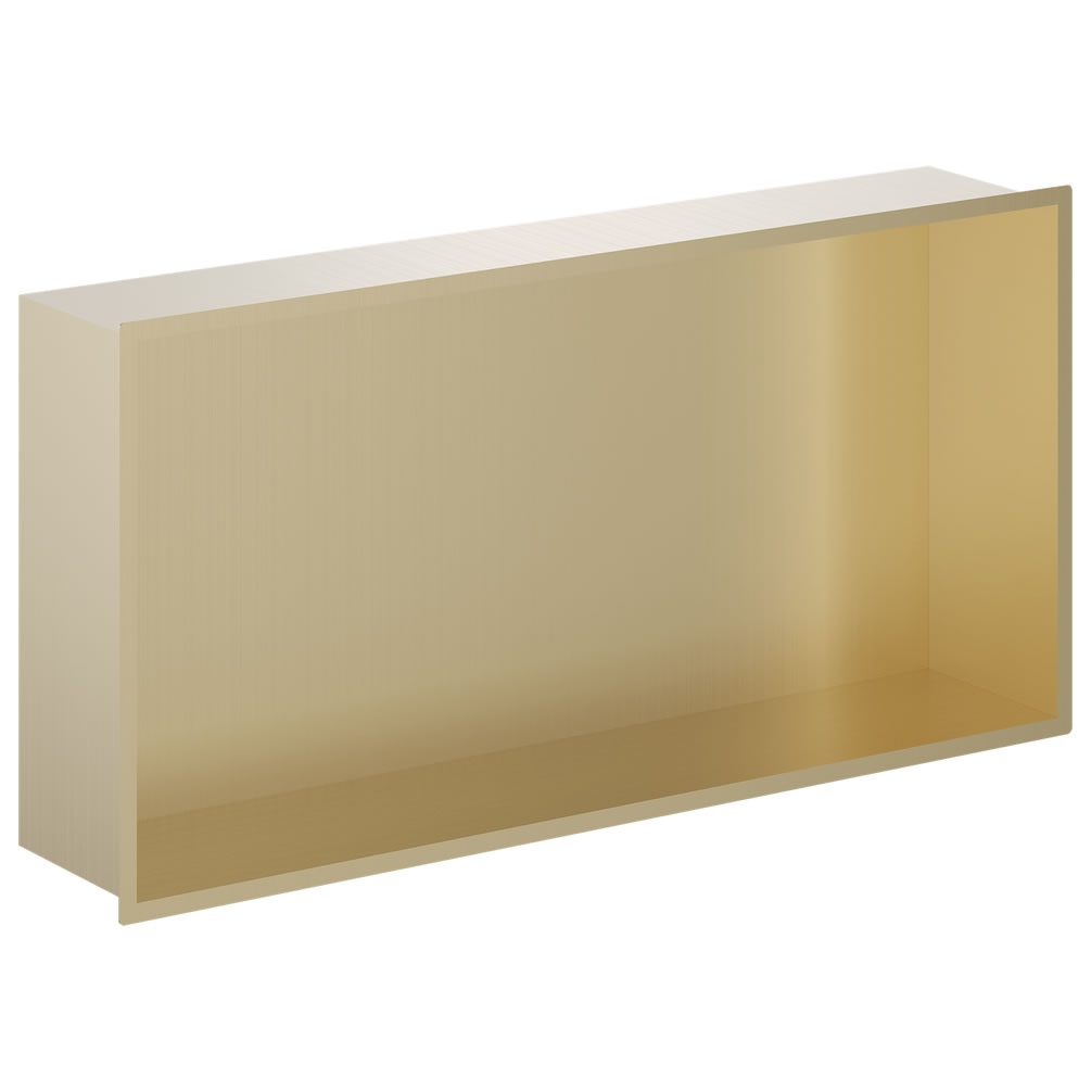 Cutout image of Crosswater Brushed Brass 610 x 305mm Shower Niche